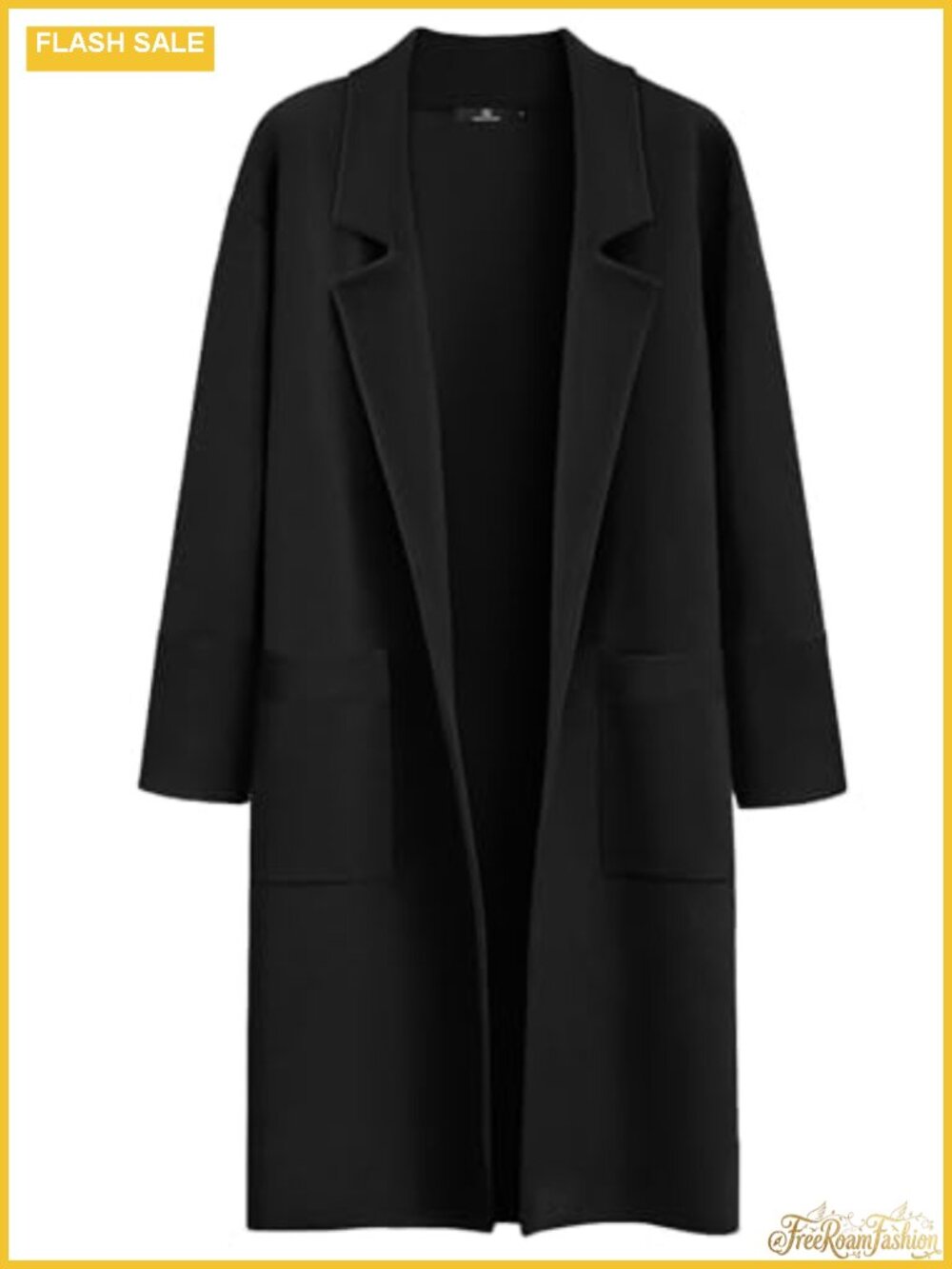 Women's Long Open Front Cardigan Oversized Trench Coat Shawl Collar